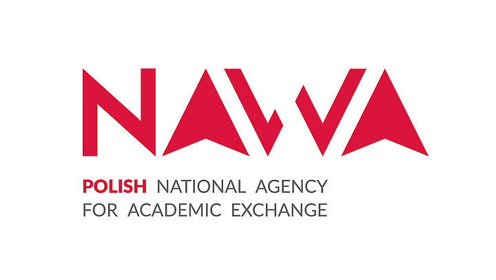 Logotype composed of red geometrical characters "NAWA" and a text "National Agency for Academic Exchange".